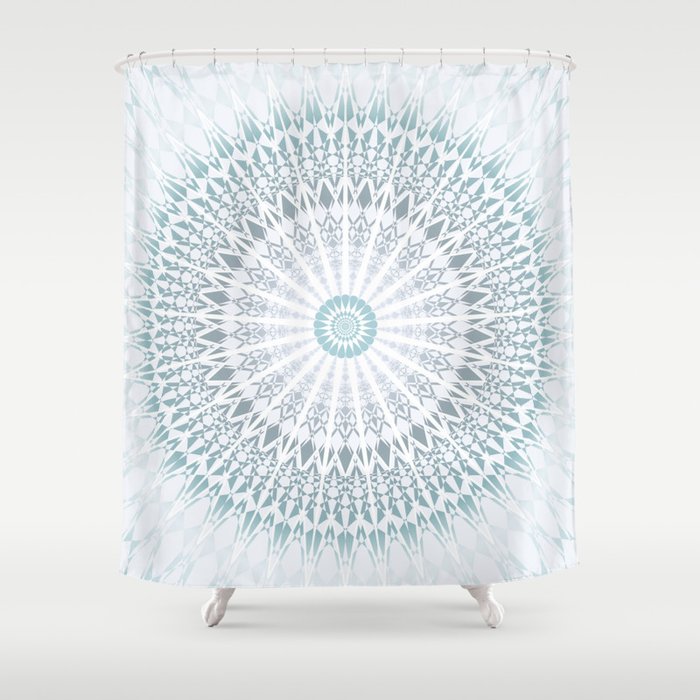 Teal Aqua Mandala Shower Curtain