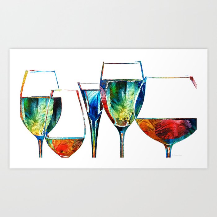 Colorful Wine Glasses - Bar Friends - Sharon Cummings Art Print
