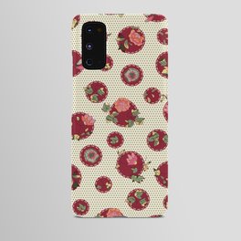 orange-pink-red flowers on dark red and cream  Android Case