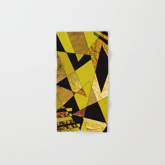 Abstract #508 Black, Gold & Copper Shards Hand & Bath Towel