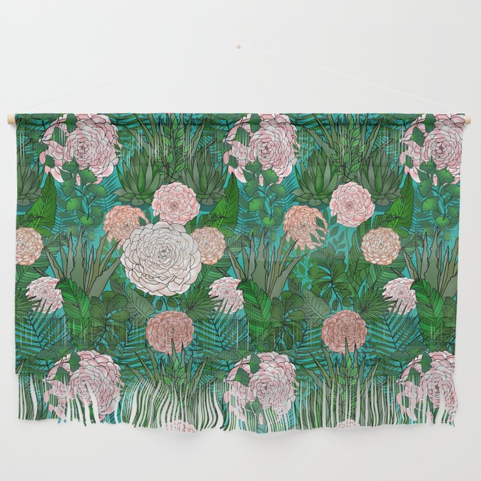 Camellia Blooms in a Lush Desert Garden  Wall Hanging