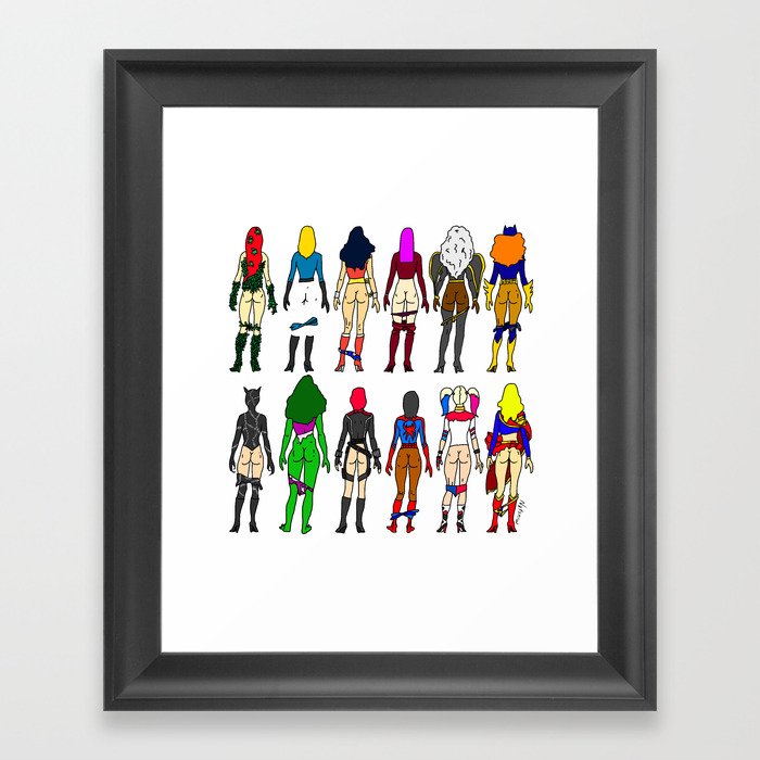 Superhero Butts - Girls Superheroine Butts LV Framed Art Print