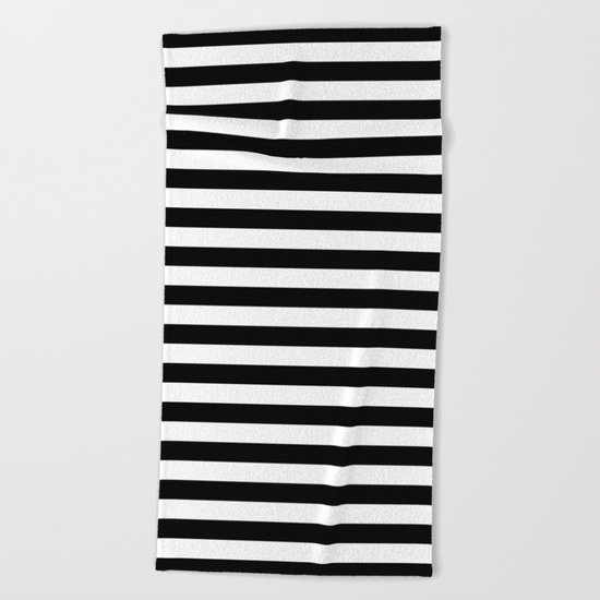 Black White Stripes Beach Towel