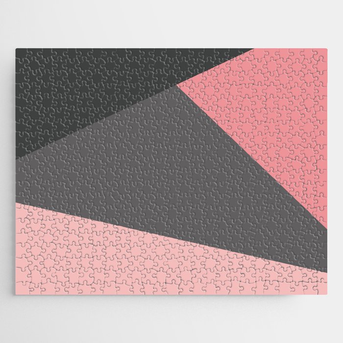 Minimal Pink and Gray Triangles Jigsaw Puzzle