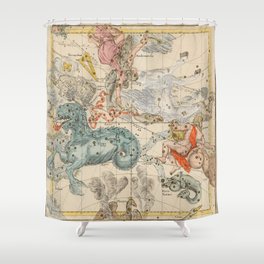 Vintage Celestial & Astrological Map  (1693) Shower Curtain