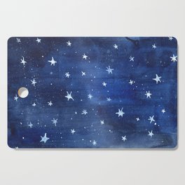 Midnight Stars Night Watercolor Painting by Robayre Cutting Board