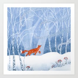When the Wind Brings Snow to the Forest Art Print