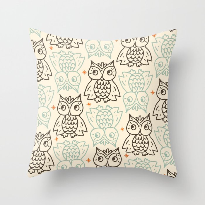 Vintage Owls #1 Throw Pillow