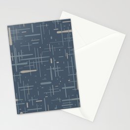 Mid-Century Modern Kinetikos Pattern Deep Neutral Blue Gray Taupe Stationery Card