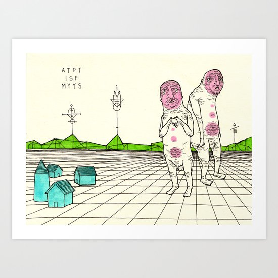 Wandering the countryside, ignoring every threnodic instinct, thinking only of their next meals Art Print