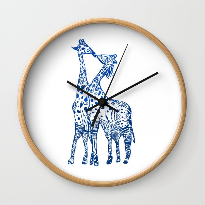 Giraffes kiss art Wall Clock