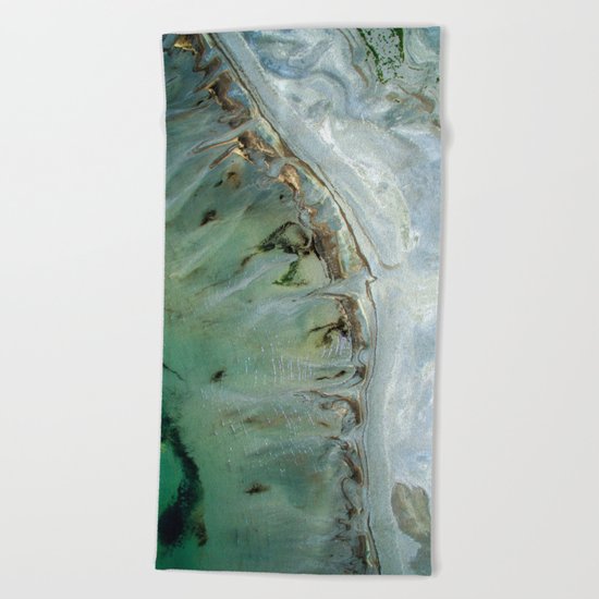 Marble teal & gold ocean Beach Towel