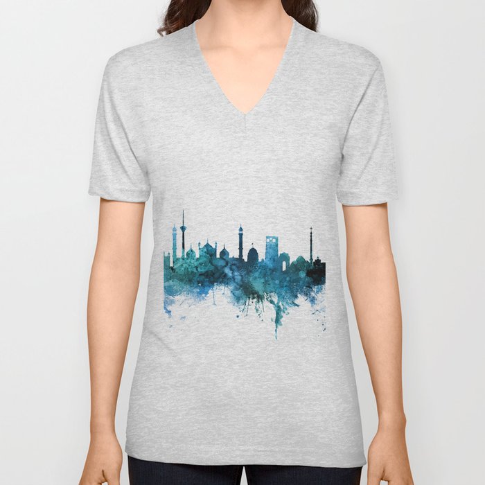 New Delhi India Skyline V Neck T Shirt