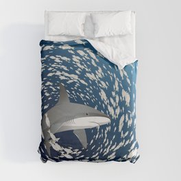 Reef shark and school of fish Duvet Cover