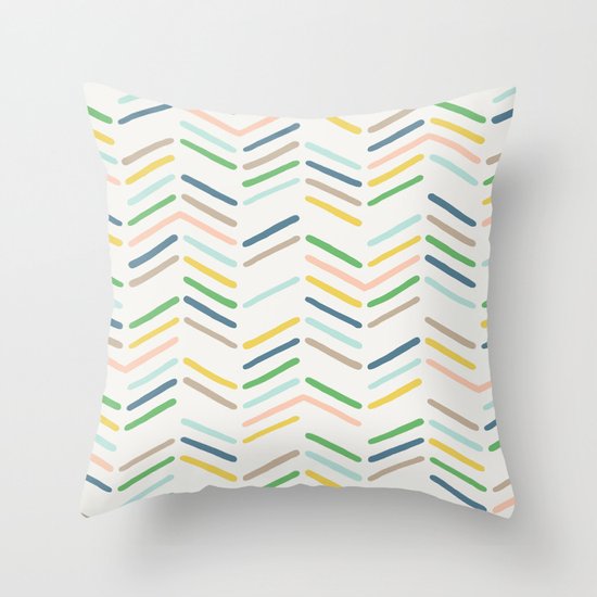 Mixed Herringbone - in Emerald Throw Pillow