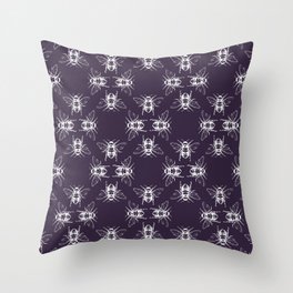 Nature Honey Bees Bumble Bee Pattern Purple Violet White Throw Pillow