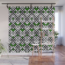 Abstract geometric pattern - green and gray. Wall Mural
