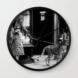Woman Walking Pet Cheetah in London, 1939 Wall Clock