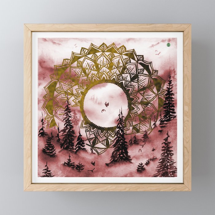 Regal Rust Misty Forest Mandala | Art Print Framed Mini Art Print
