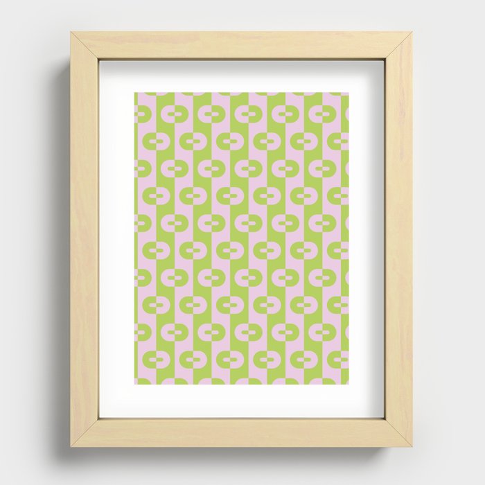 Geometric Pattern - Green Pink Recessed Framed Print