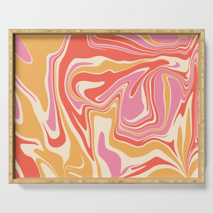 Psychedelic Pink Retro Swirl Serving Tray