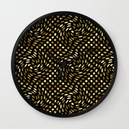 Twisted Polka Dots (black background) Wall Clock