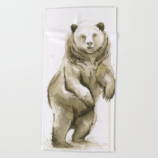 Bear Watercolor Animal Beach Towel