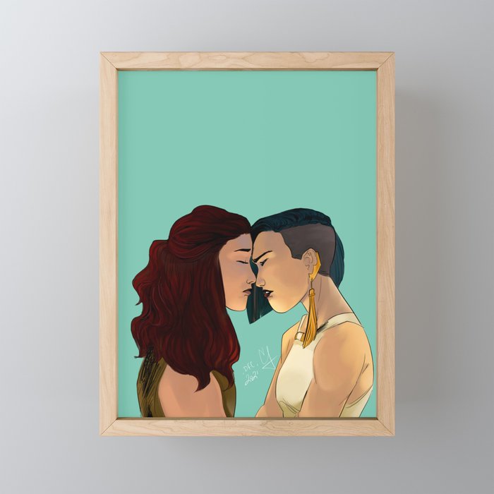 Forehead touch Framed Mini Art Print