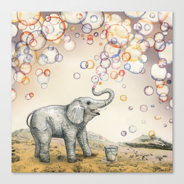 Elephant Bubble Dream Canvas Print