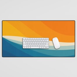 Abstract colorful landscape with wavy sea and sun Desk Mat