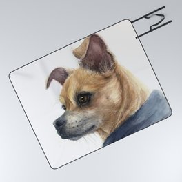 Chug Chihuahua Pug Mix Portrait Picnic Blanket