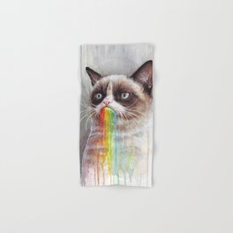 Cat Tastes the Grumpy Rainbow Hand & Bath Towel