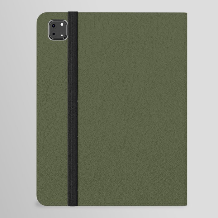Dark Green-Brown Solid Color Pantone Chive 19-0323 TCX Shades of Green Hues iPad Folio Case