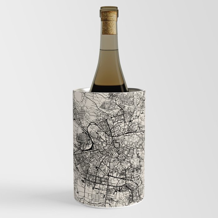 Lviv, Ukraine - Black and White City Map Wine Chiller