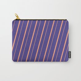 [ Thumbnail: Dark Slate Blue & Light Salmon Colored Lined Pattern Carry-All Pouch ]