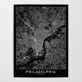 Philadelphia Black Map Poster