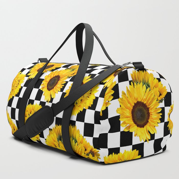 Yellow Sunflower Floral with Black and White Checkered Summer