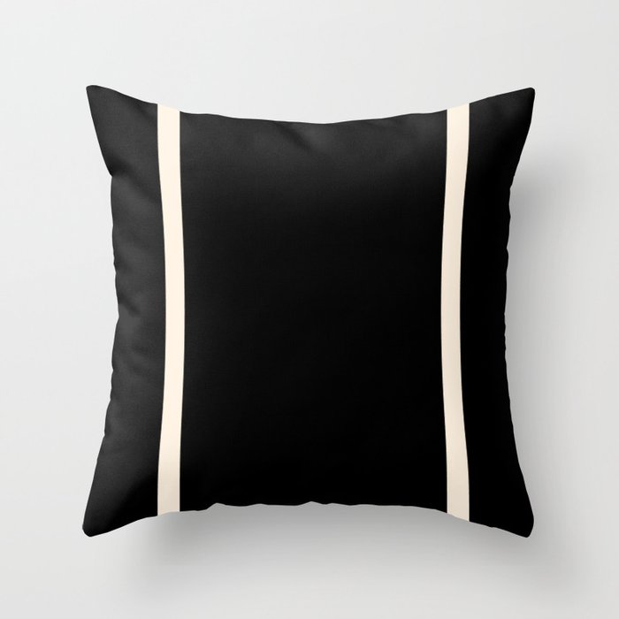 Long Deco - Simple Minimalist Elegance in Almond Cream and Solid Black Throw Pillow