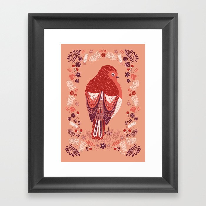 Petite Robin Red Breast Framed Art Print
