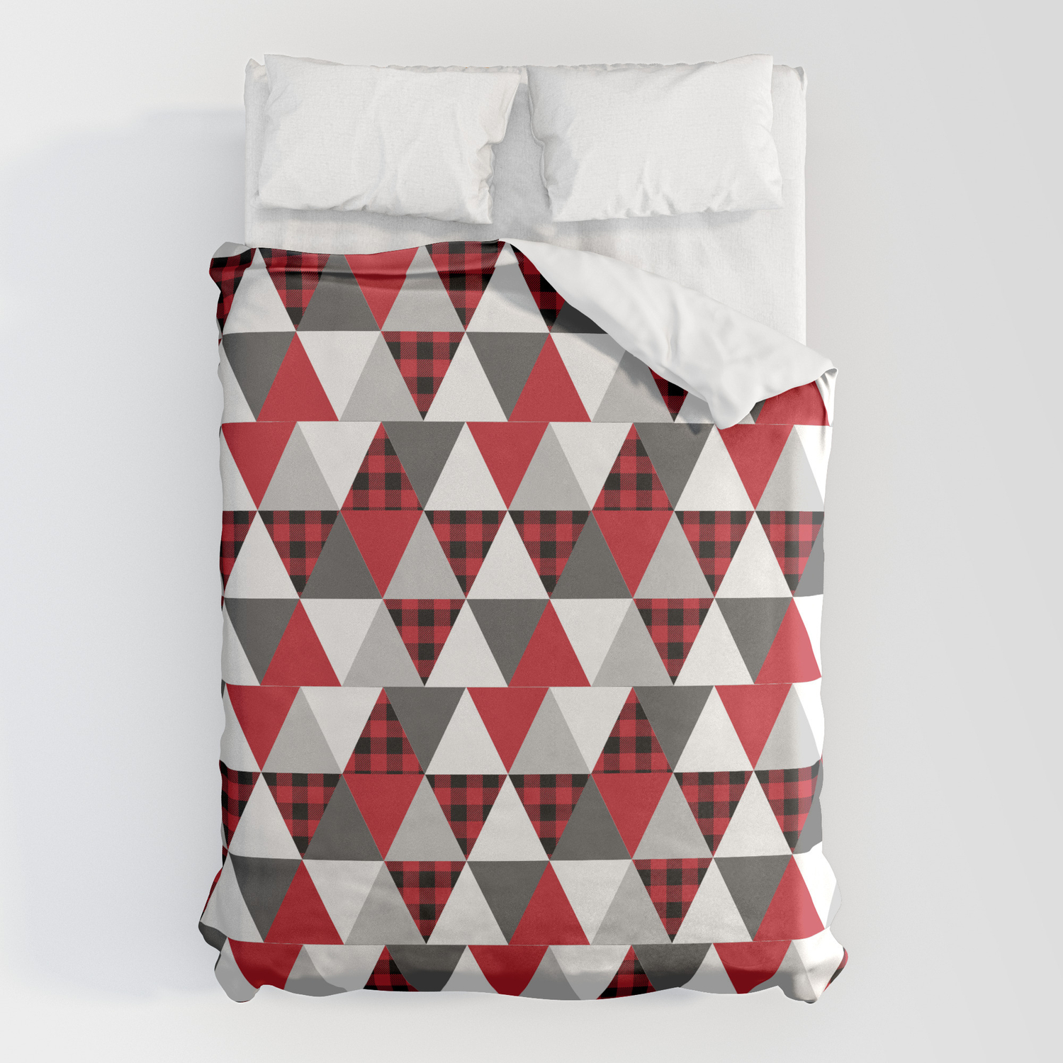 Quilt Pattern Buffalo Check Red, Red Black And White Duvet Cover