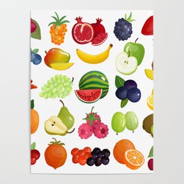 Bright fruit and berry mix Poster