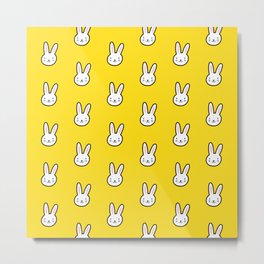 Cute Bunny Pattern (Yellow) Metal Print