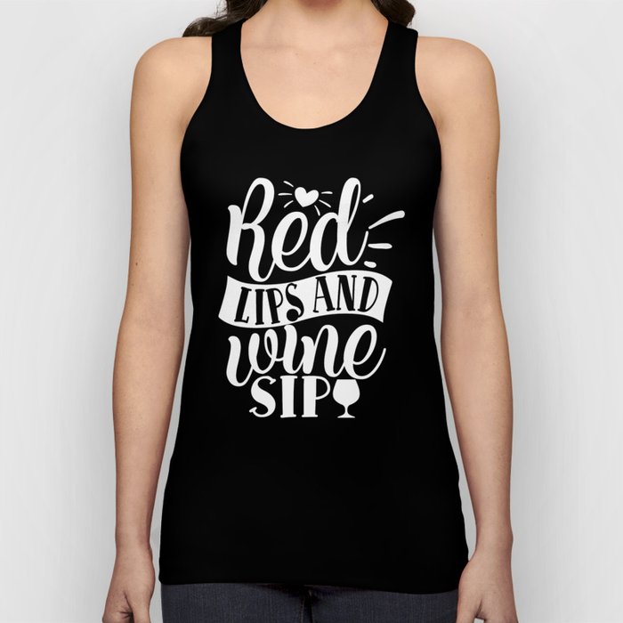 Red Lips And Wine Sip Tank Top