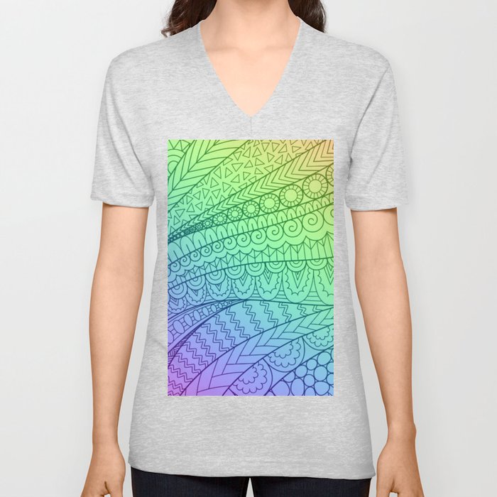 Abstract rainbow V Neck T Shirt