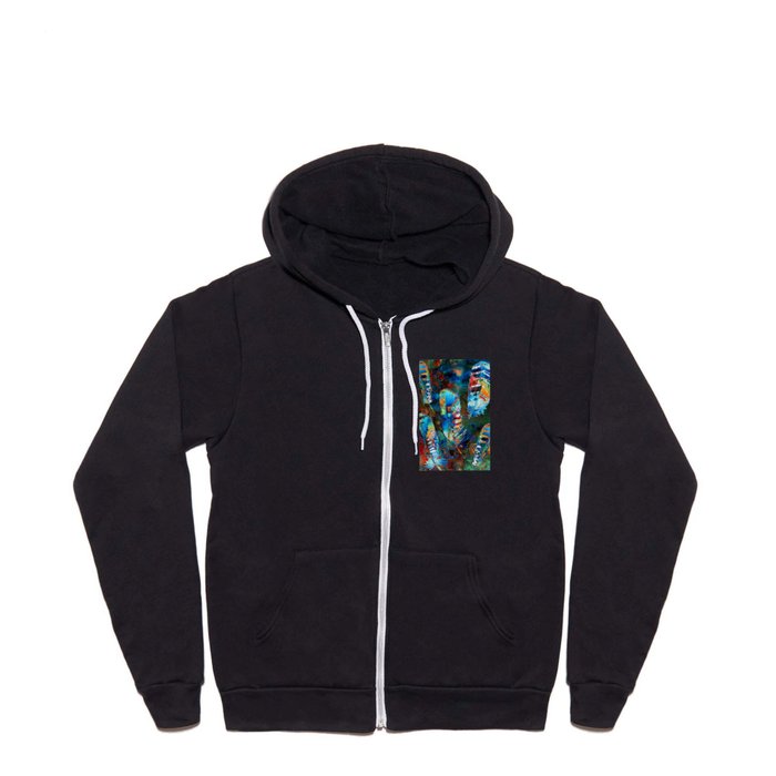 Colorful Feather Art - Falling Feathers Full Zip Hoodie