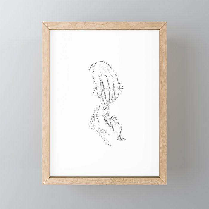Hands and roots Framed Mini Art Print