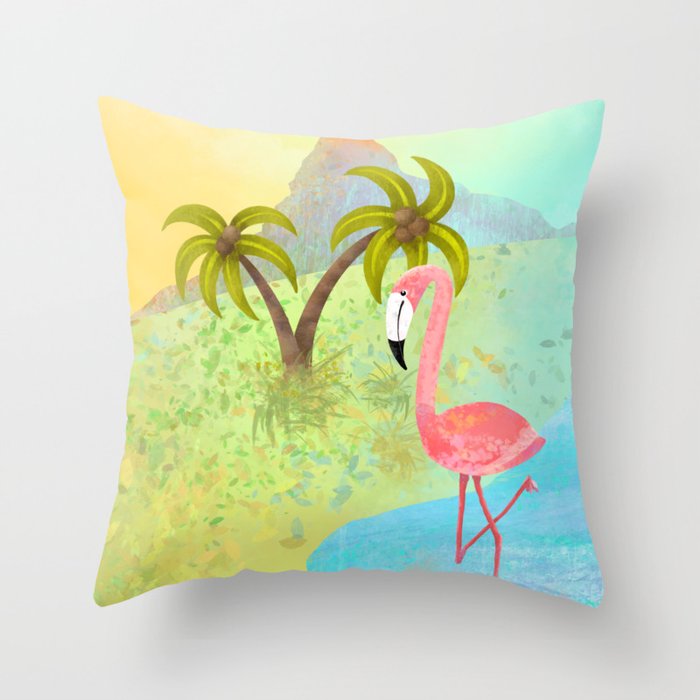 Flamingo Sunset Throw Pillow