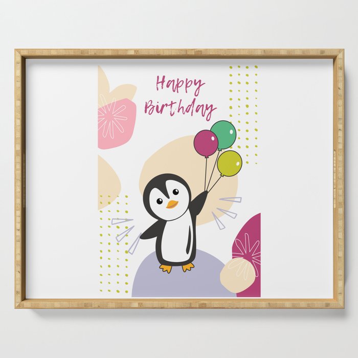 Penguin Wishes Happy Birthday To You Penguins Serving Tray