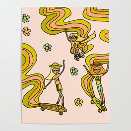 girl gang // dogtown and z girls // skateboard girl power by surfy birdy Poster