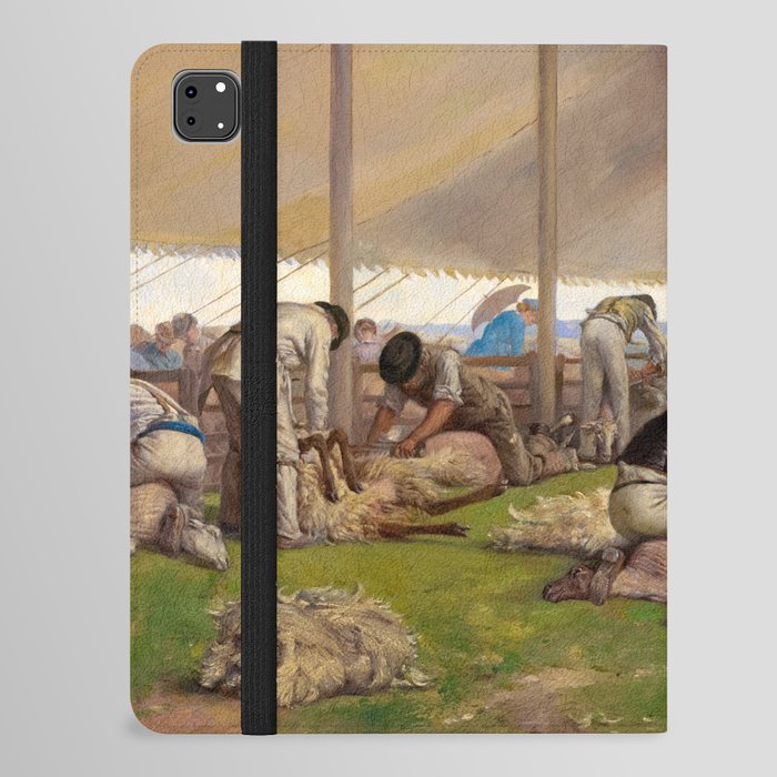 A Sheep Shearing Match, 1875 by Eyre Crowe iPad Folio Case